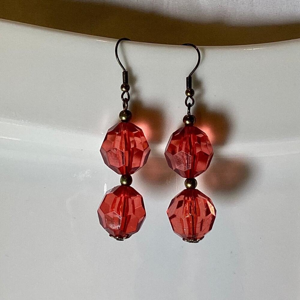 Plastic Beads Dangle Earrings